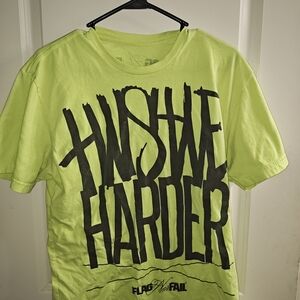 Vintage Neon Yellow "Hustle Harder" Graphic Tee by Flag Nor Fail – Size L